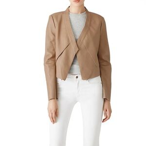 BCBG MaxAzria Faux Leather Camel Lloyd Cropped Jacket